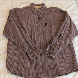 Columbia Men's Brown Checkered Button Down Shirt